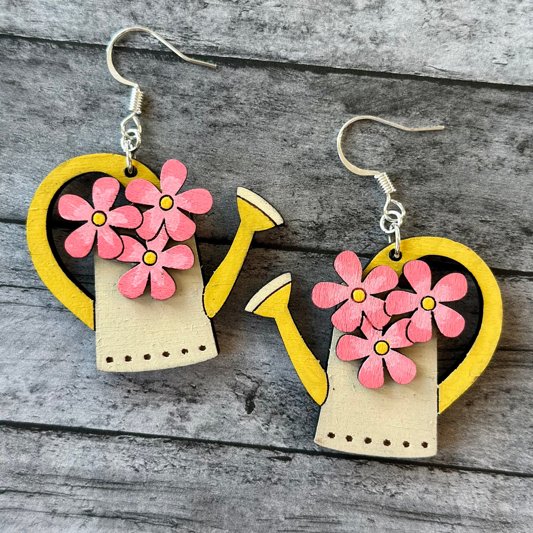 Watering Can Earrings - Yellow