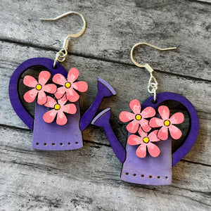 Watering Can Earrings - Purple