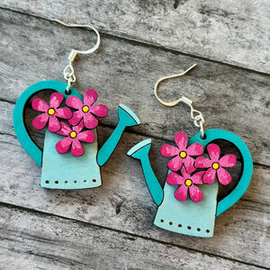 Watering Can Earrings - Aqua