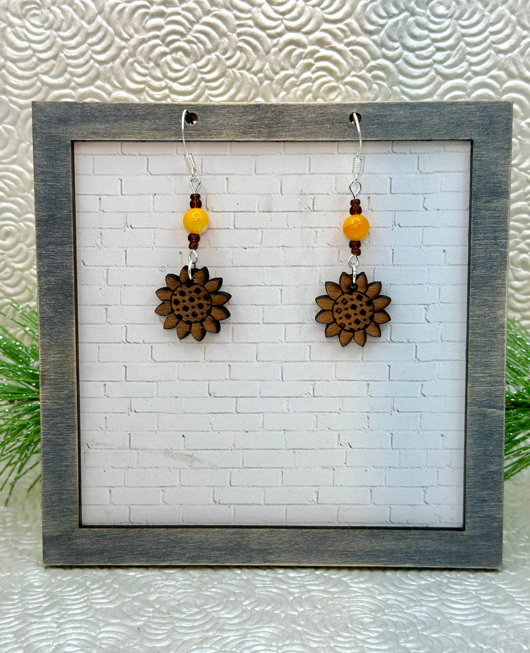 Sunflower Earrings with Beads